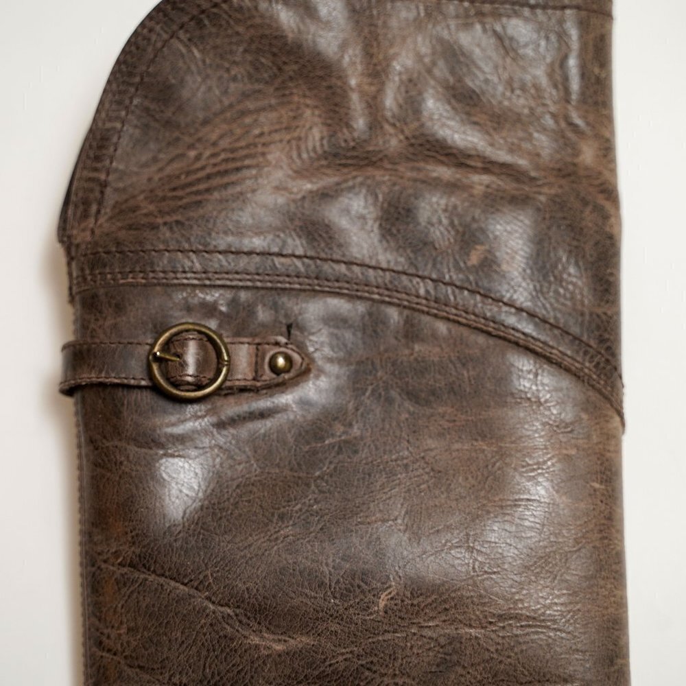 Frye Tall Jane Cuff Leather Riding Motorcycle Boots - Picture 4 of 13
